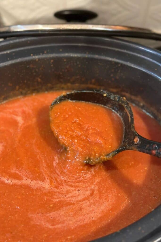 thick tomato sauce after pureeing. 