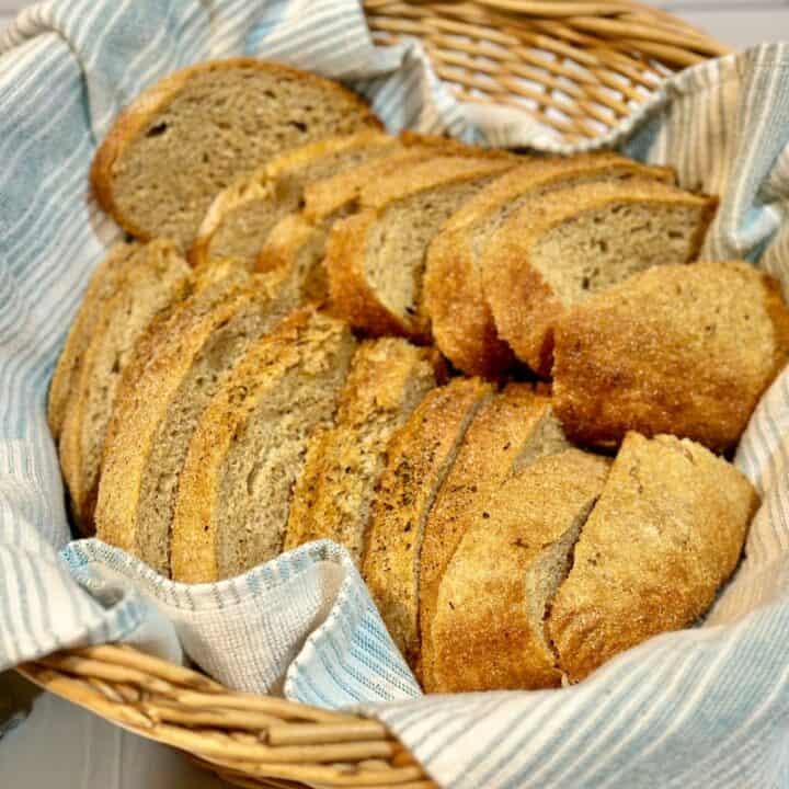 Sliced whole wheat dutch oven artisan bread