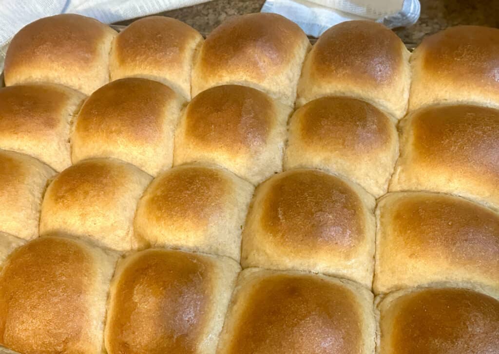whole wheat dinner rolls recipe- fresh from oven.