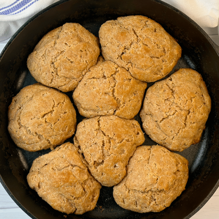 Rosemary drop biscuits in cast iron skillet