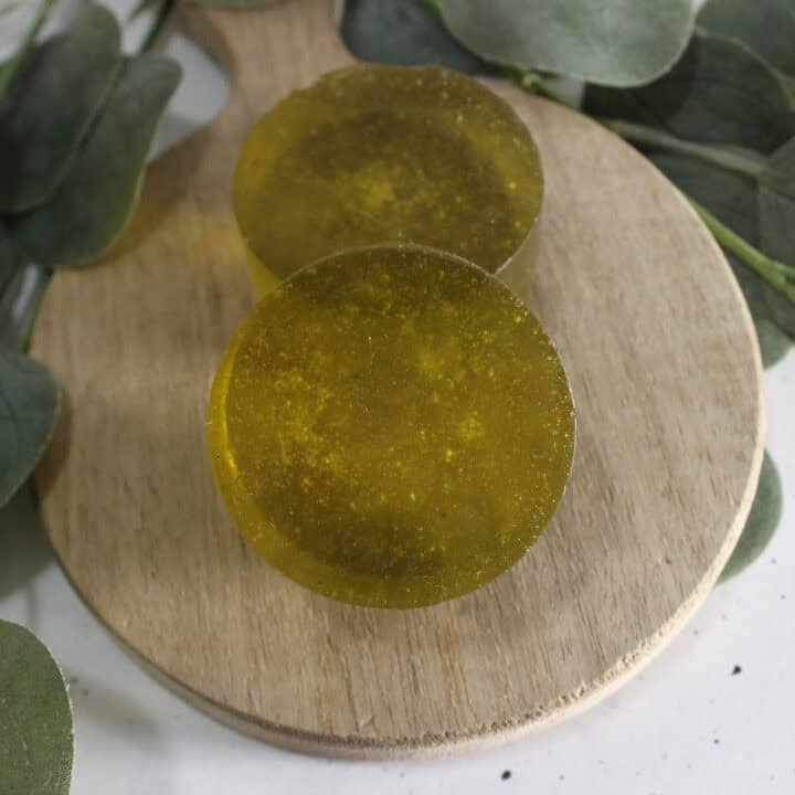 jewelweed soap bars on wooden cutting board